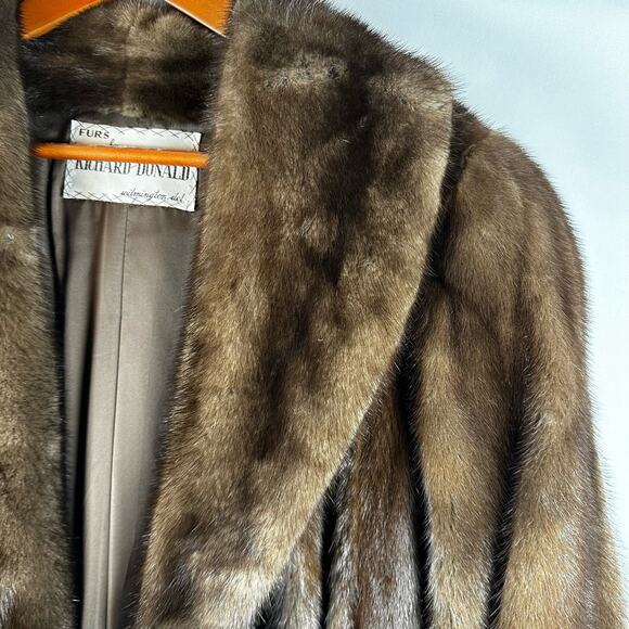 Vintage Furs Medium Brown Open Fur Overcoat by Richard Donald Womens Long Trench - Picture 5 of 15